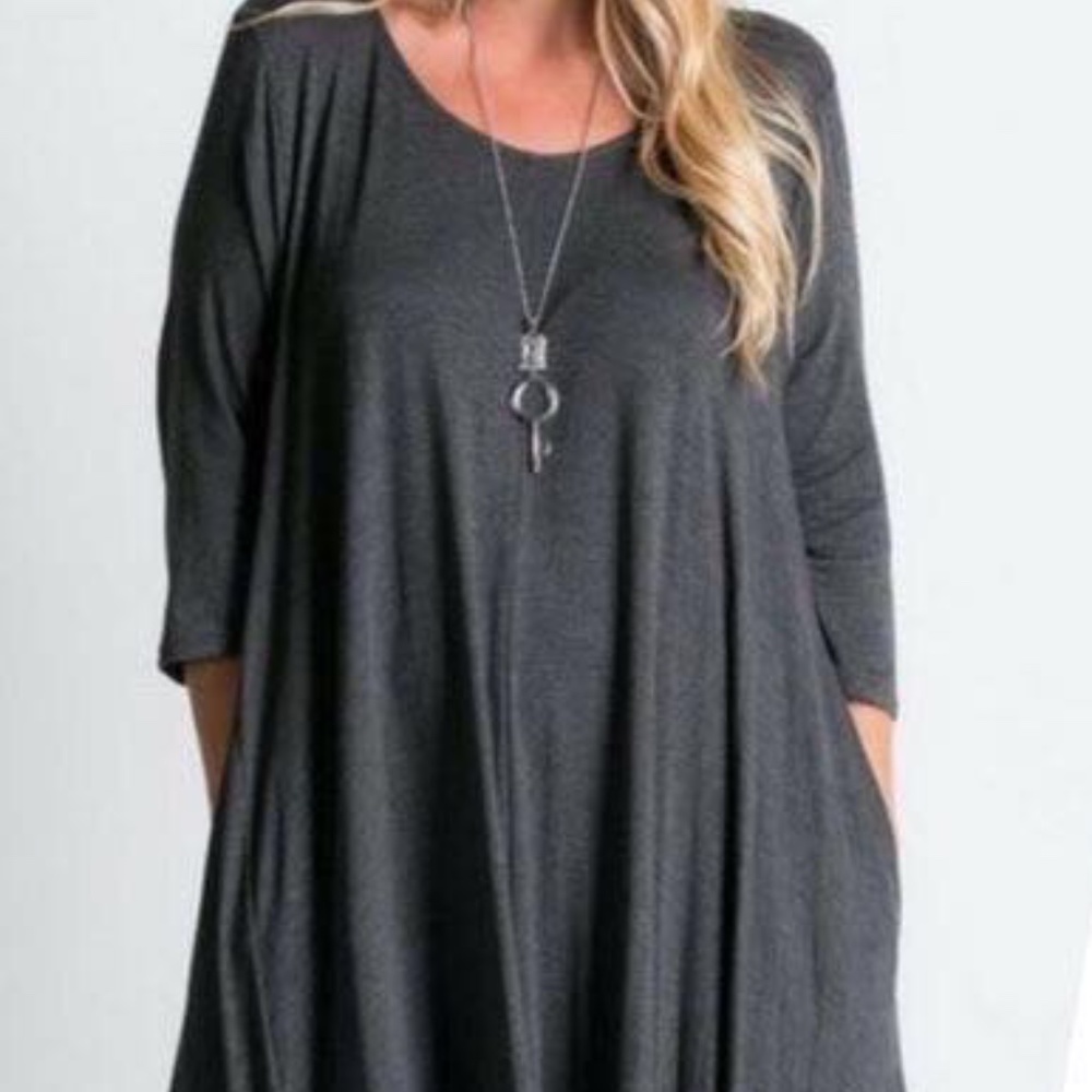Long sleeve Grey sweater like maxi POCKETS